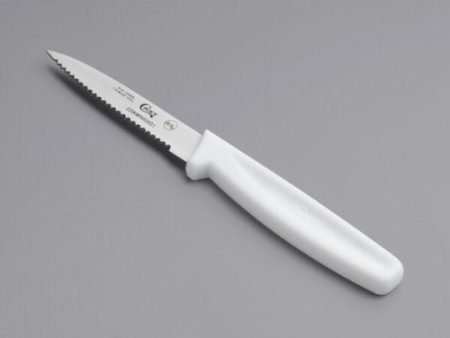 Serrated Edge Paring Knife with White Handle Online now